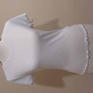 White Pointelle Lettuce Hem Baby Tee NWT size M